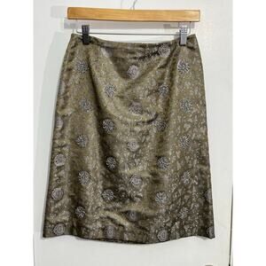 David Meister Skirt Size 2 Gold Silver Beaded Embroidered Medallion Cocktail